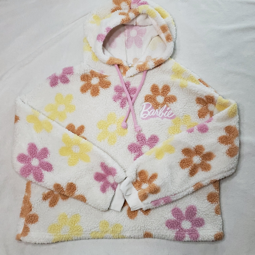 Barbie Floral Fleece Hoodie Womens Large